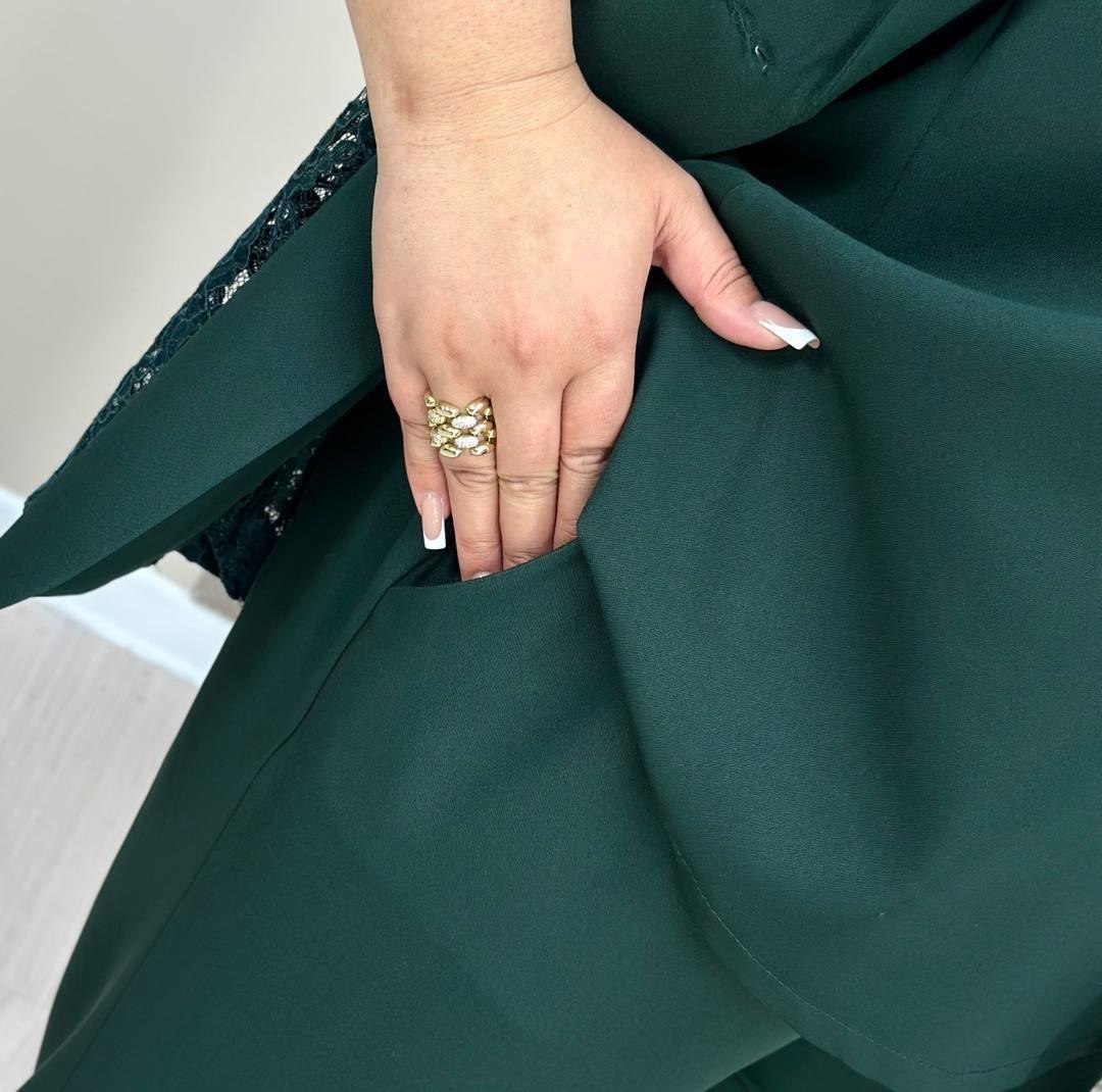 Тройка (жакет летний из гипюра, топ и брюки свободного ...