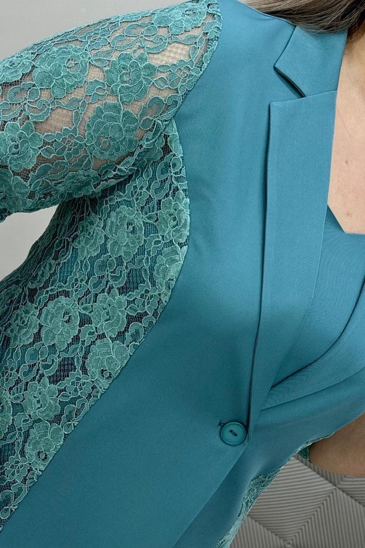 Тройка (жакет летний из гипюра, топ и брюки свободного ...