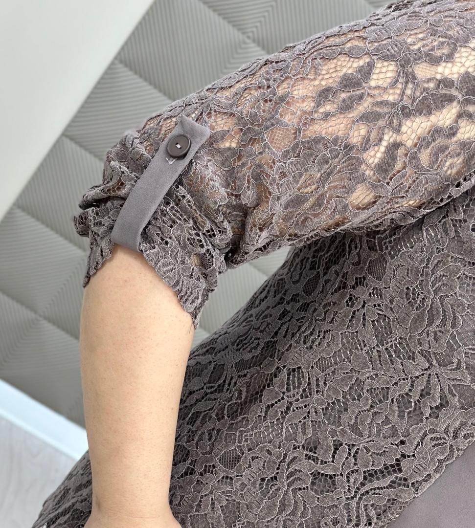 Тройка (жакет летний из гипюра, топ и брюки свободного ...