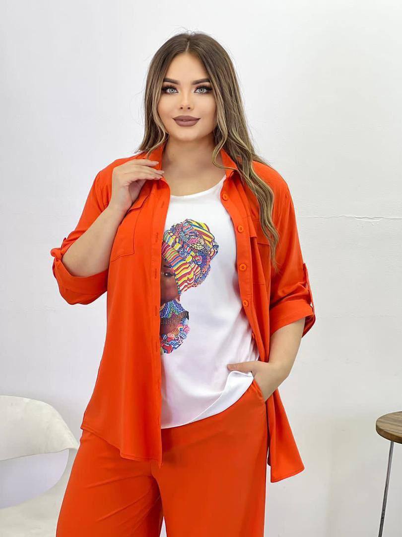 ТРОЙКА
рубашка, брюки на резинке , майка 
Х/б 100% стре...