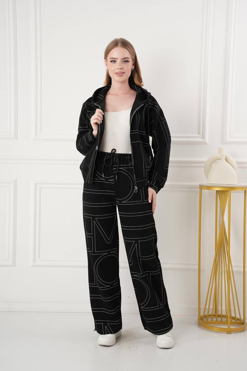 Спортивные двойки с капюшоном и геометрическим принтом ...