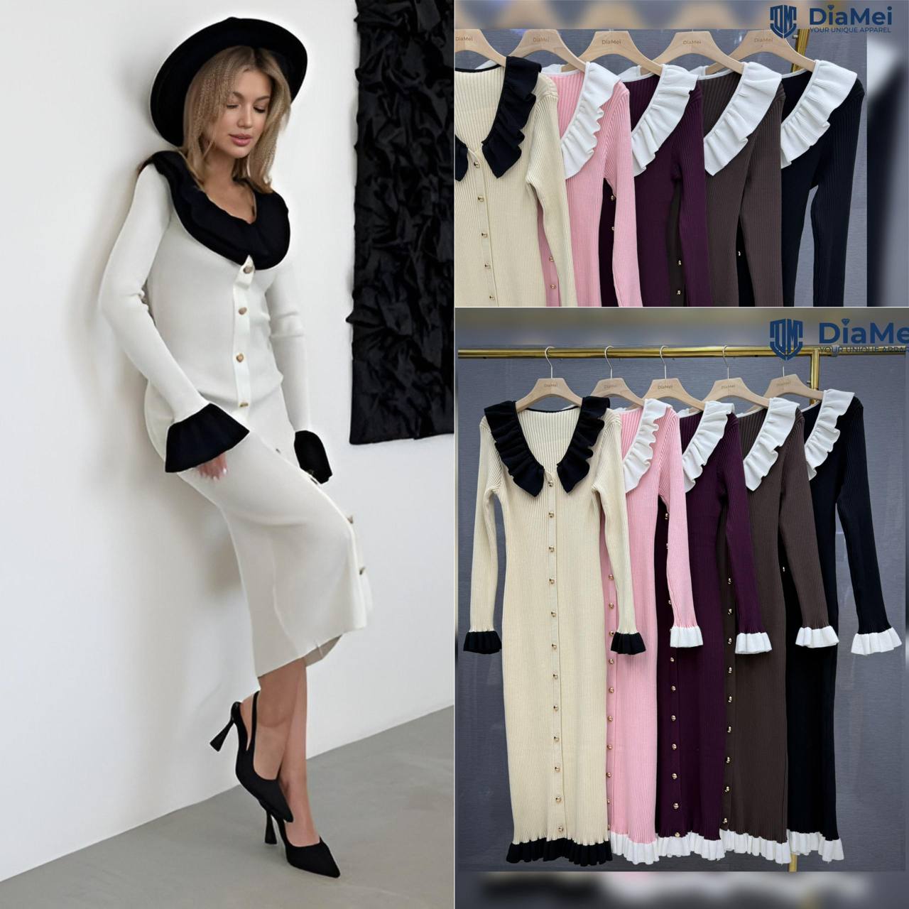 Трикотажное платье с воланами