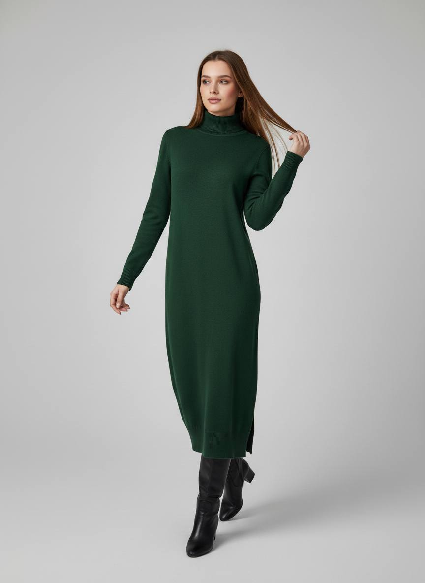 Трикотажное платье-гольф макси