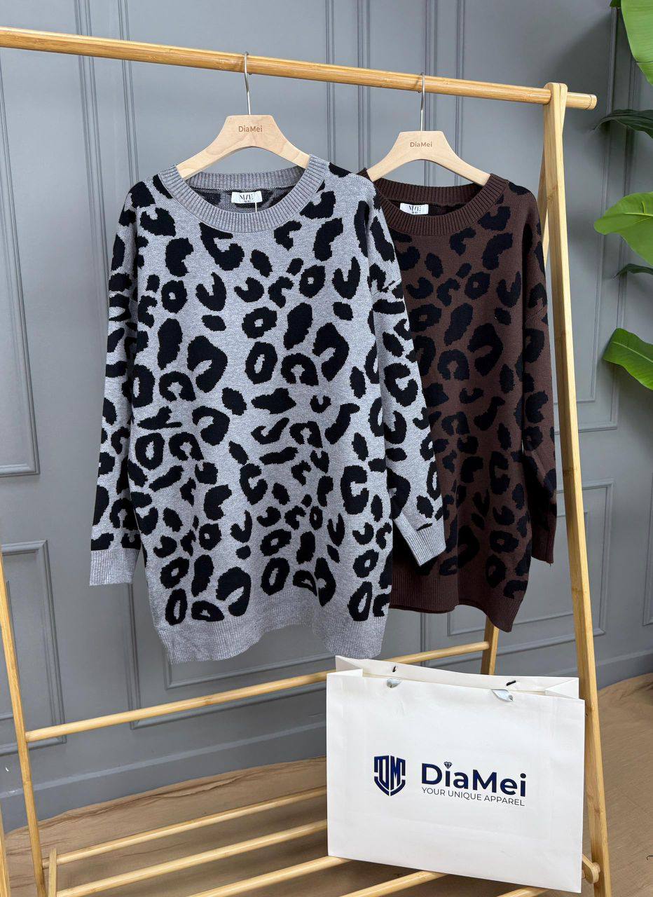 Трикотажная туника с леопардовым принтом