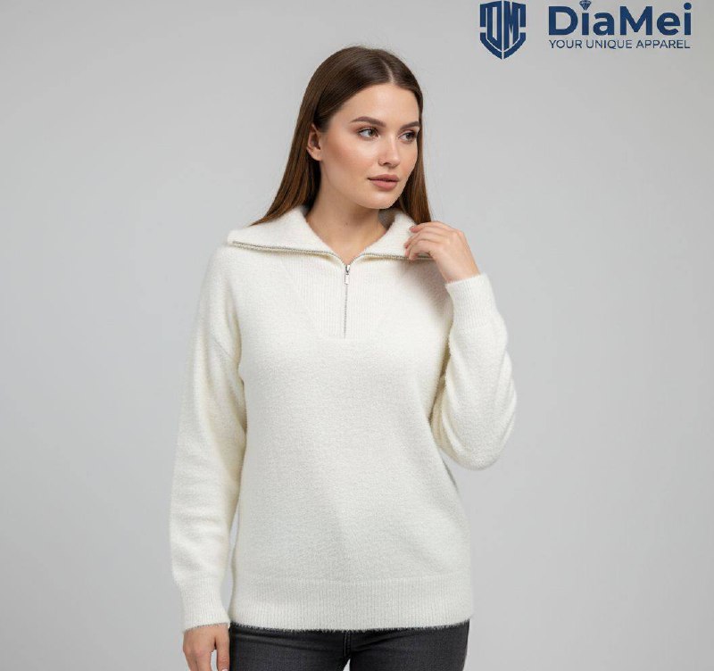 Уютные кофты из альпаки с воротом на молнии