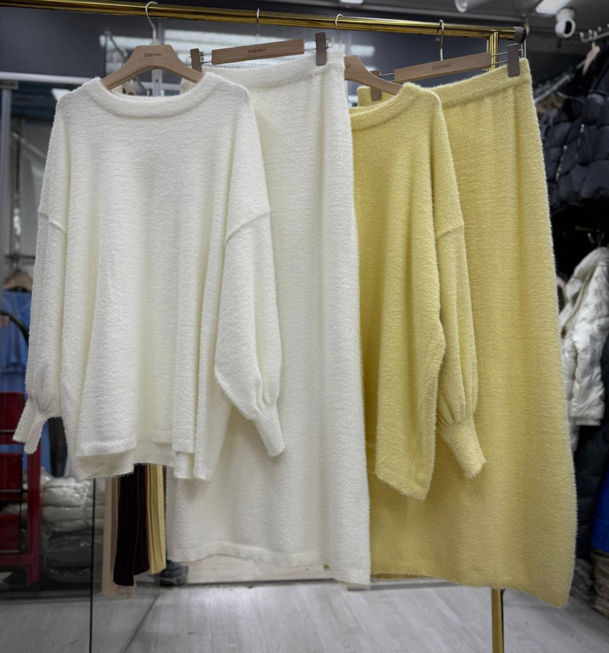 двойка из альпаки с рукавами-фонариками