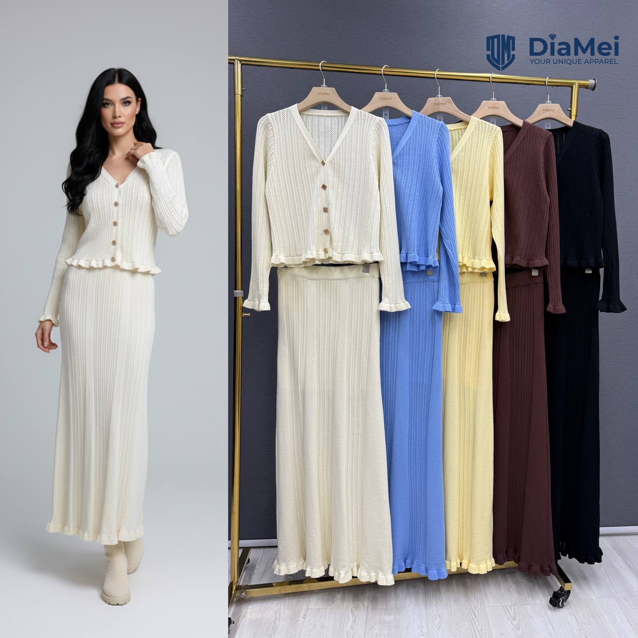 Трикотажная двойка с воланами — новинка сезона!