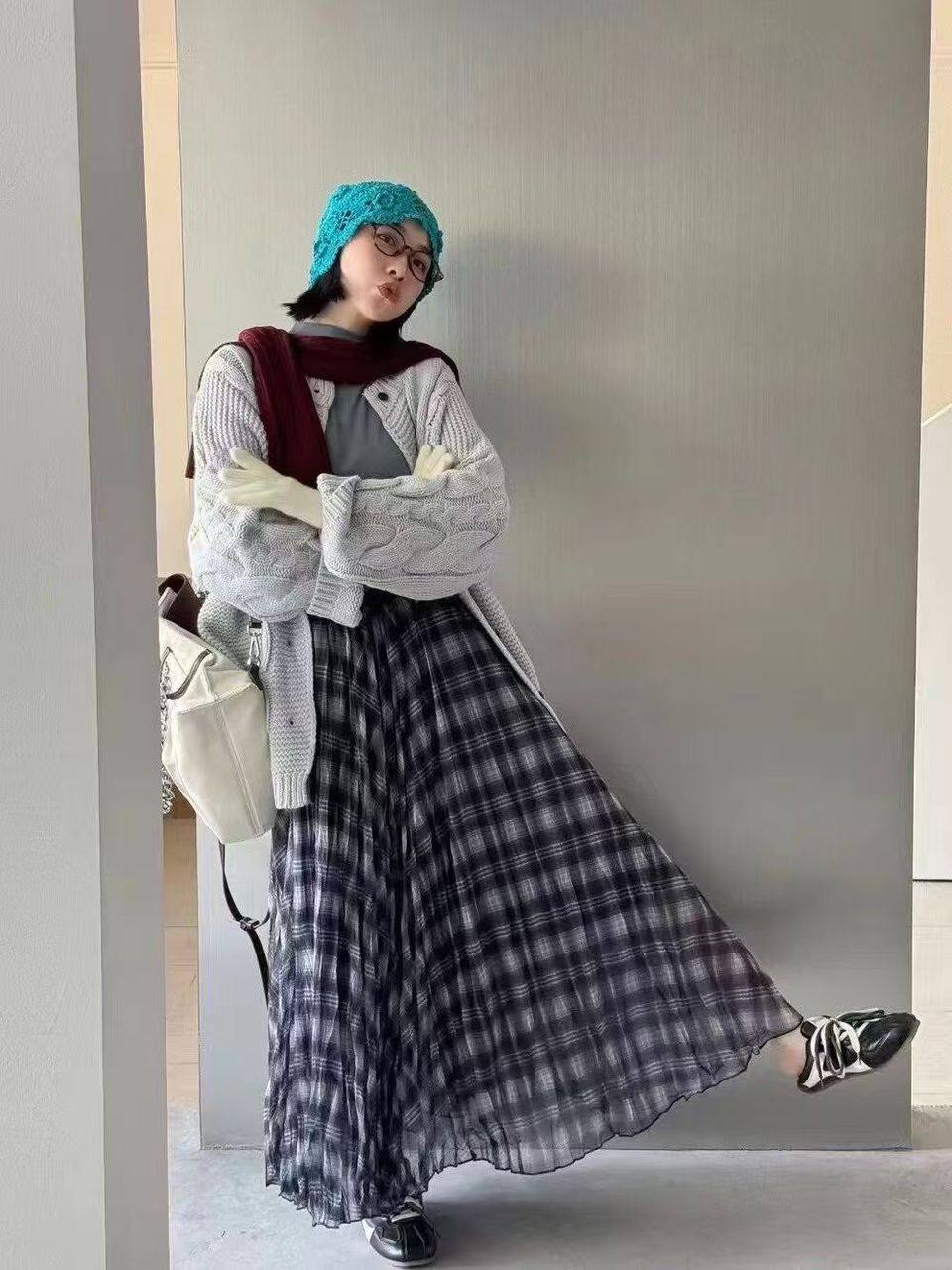 Легкая юбка в клетку макси