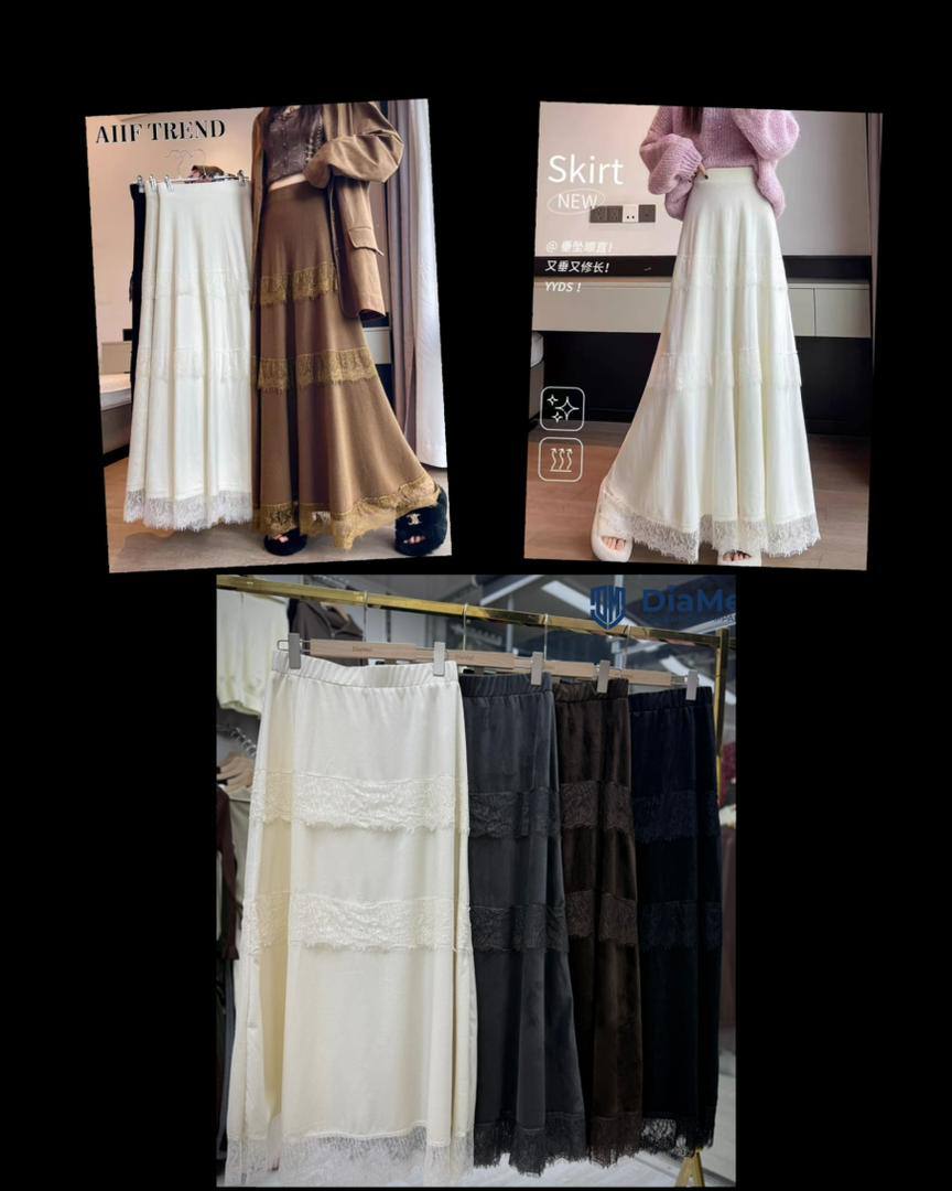 Velvet Lace Maxi
Вельветовая юбка с кружевной отделкой