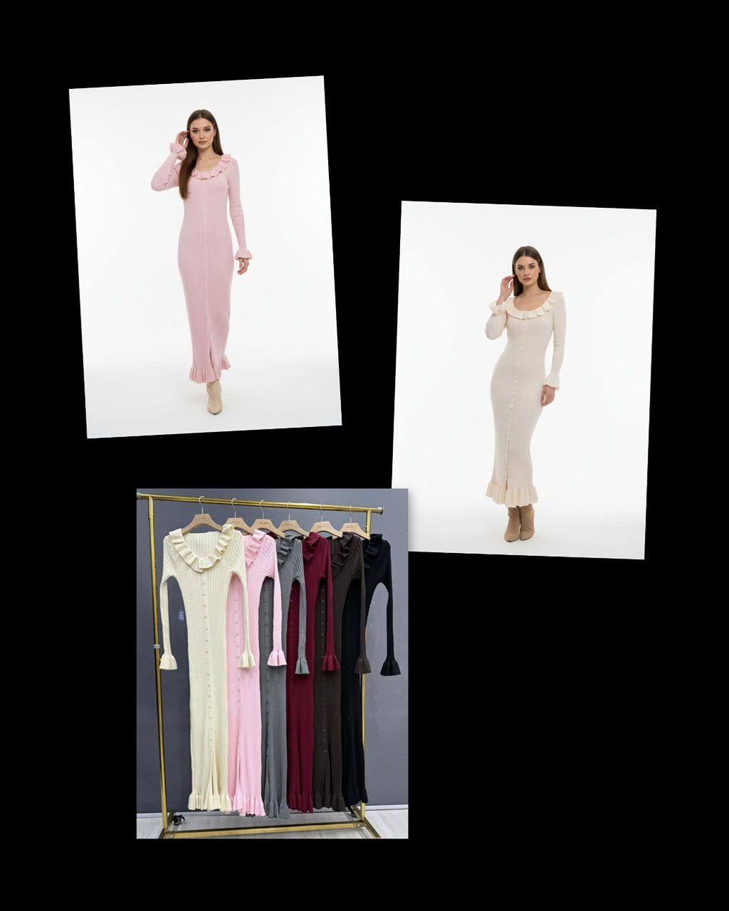 Ruffle Button Maxi Dress
Трикотажное платье макси с вол...