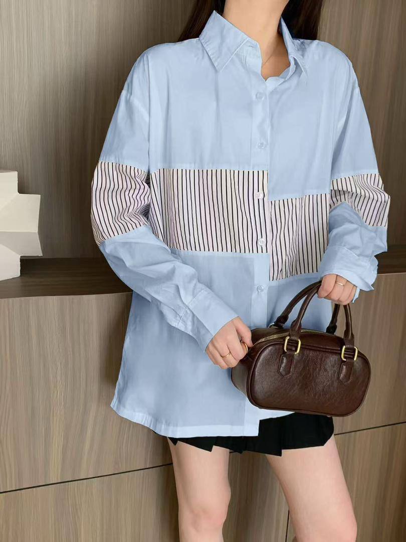 Стильная рубашка с контрастными вставками