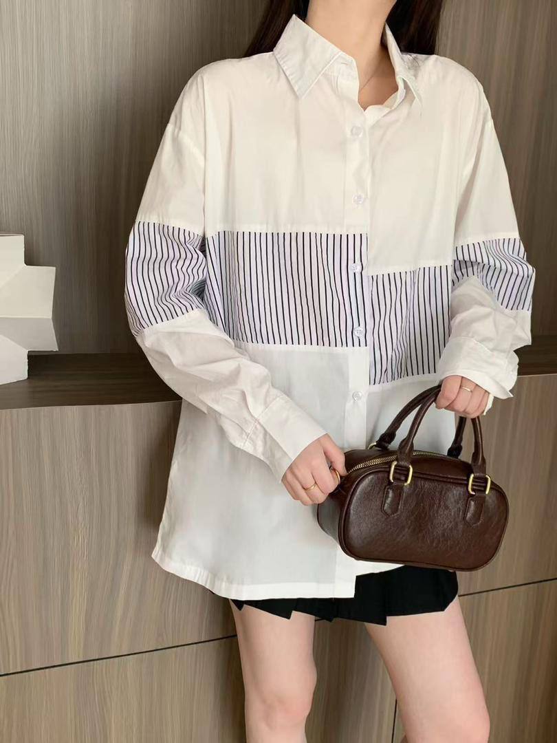 Стильная рубашка с контрастными вставками