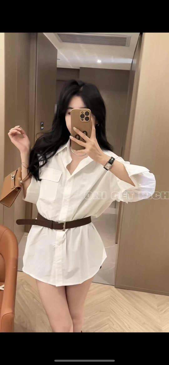 Оверсайз рубашка с ремнем — стиль и акцент в одном образе