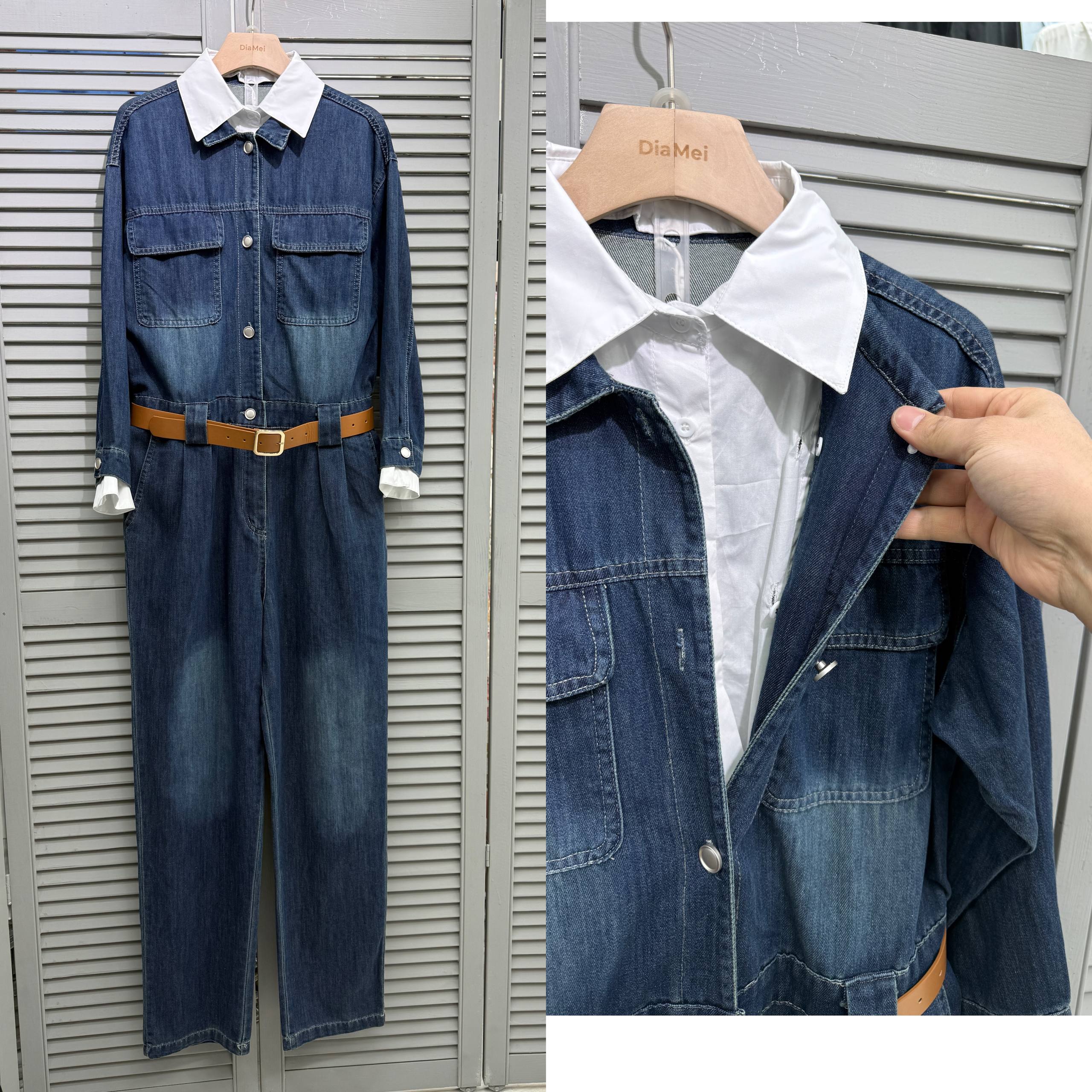 Джинсовый комбинезон с рубашкой — стиль 2 в 1.