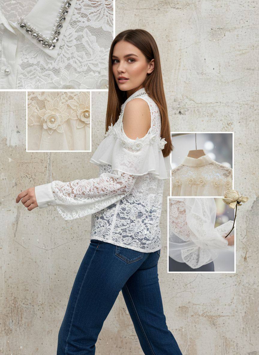 Кружевная блузка с рюшами — нежная, женственная и стиль...
