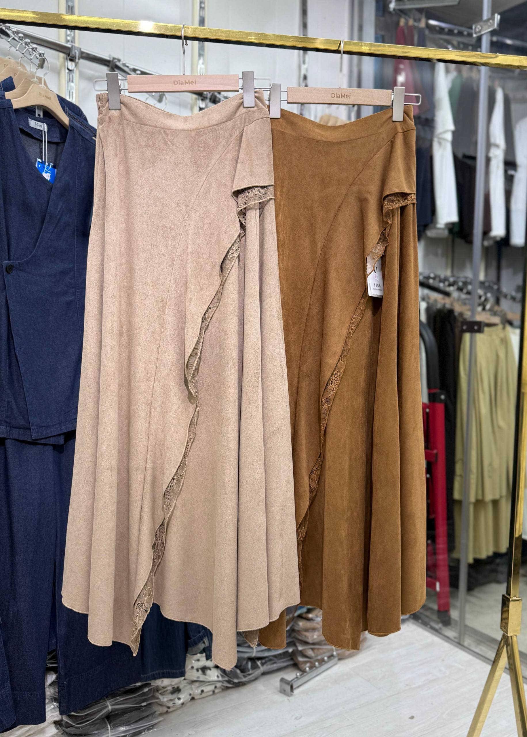 Юбка замшевая с кружевом 🤎