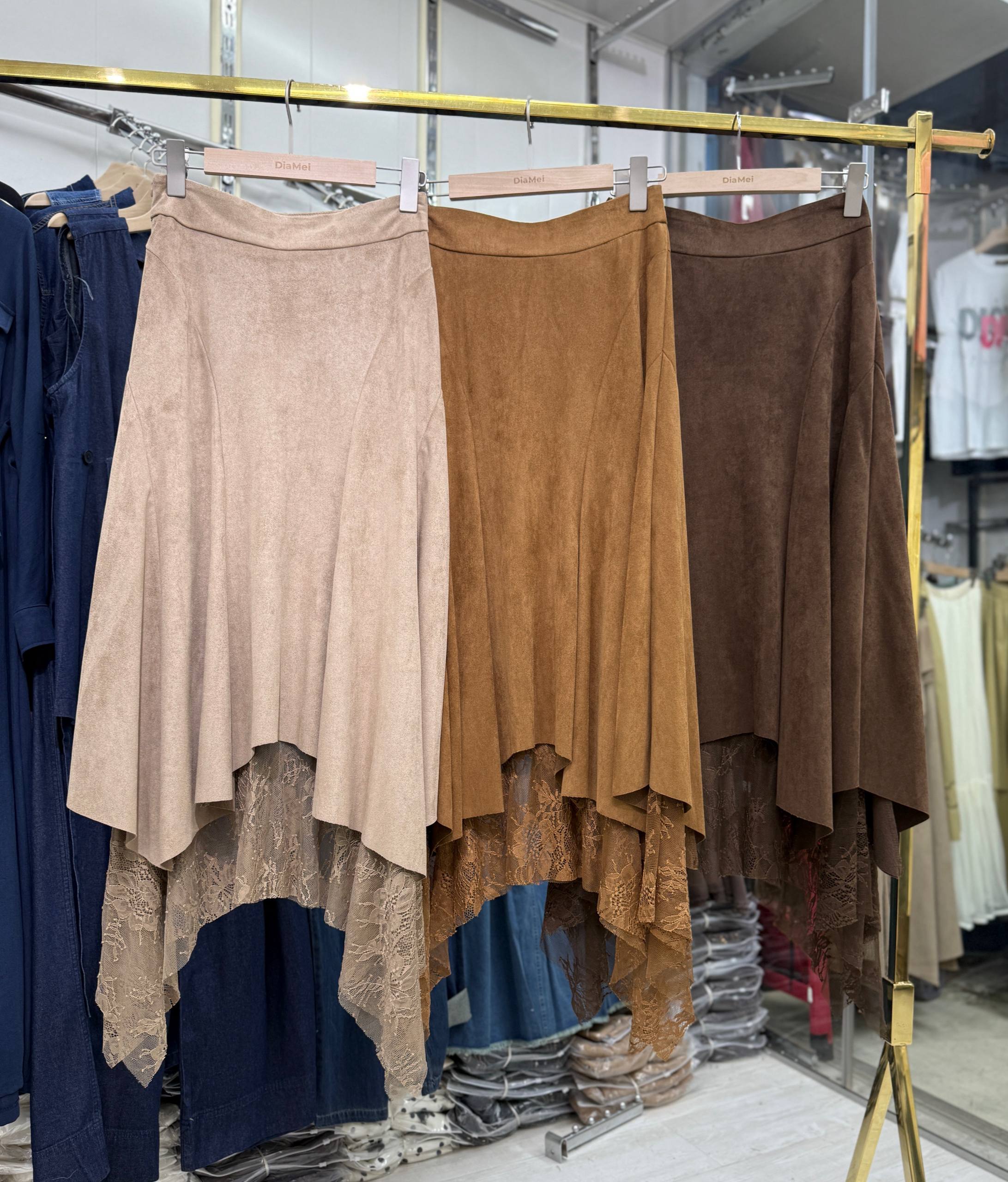 Юбка замшевая с кружевом 🤎