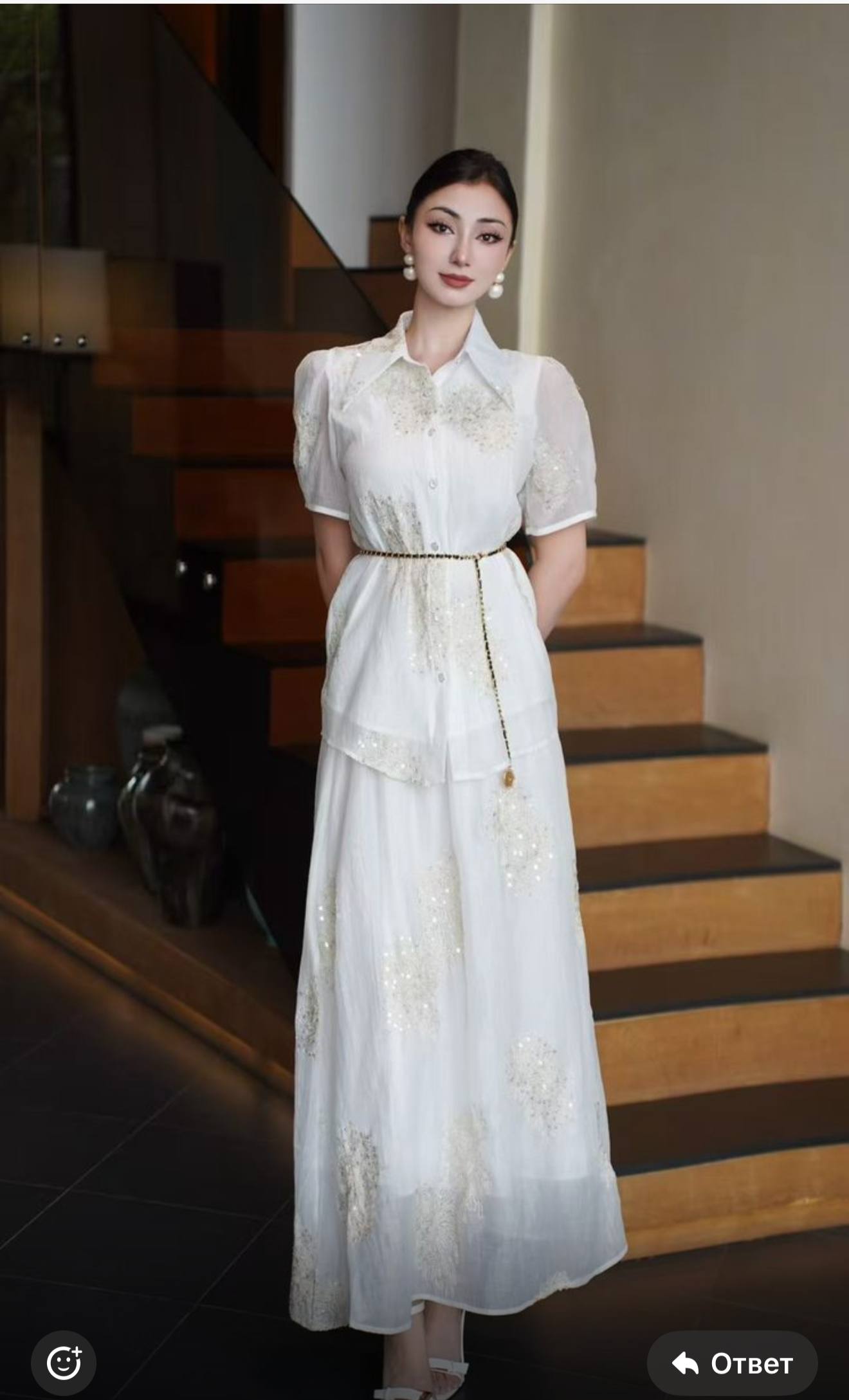 Комплект-двойка с вышивкой и стразами