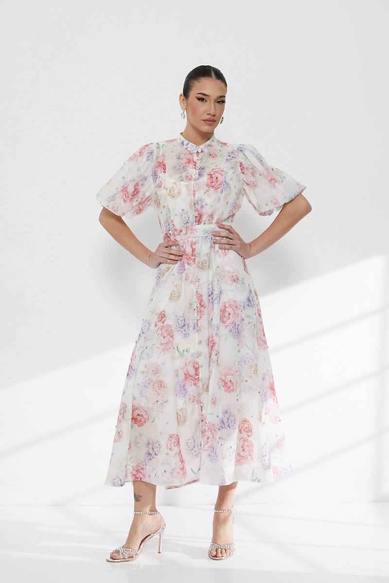 Роскошное воздушное платье в стиле Zimmermann с цветочн...