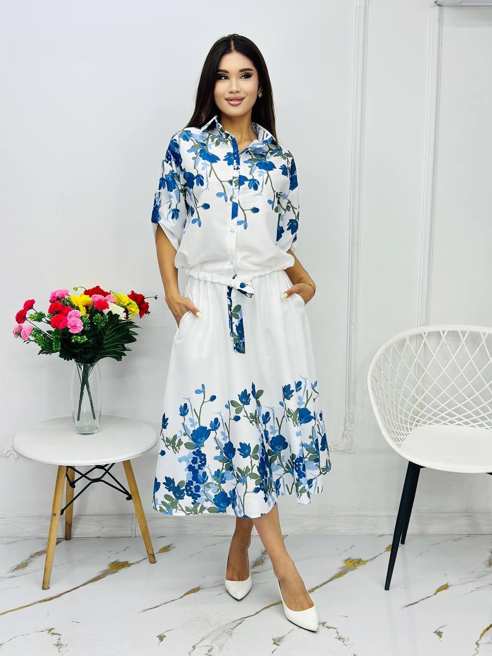 Двойка 
💙Ткань:лён
💙Размеры:46-48-50-52
💙цена:1400с