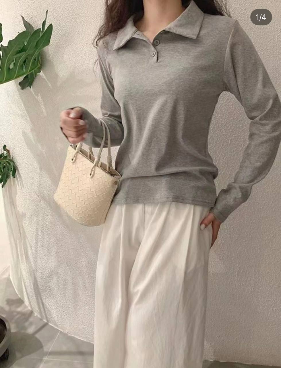 Лёгкий лонгслив с воротником — идеальный вариант на вес...