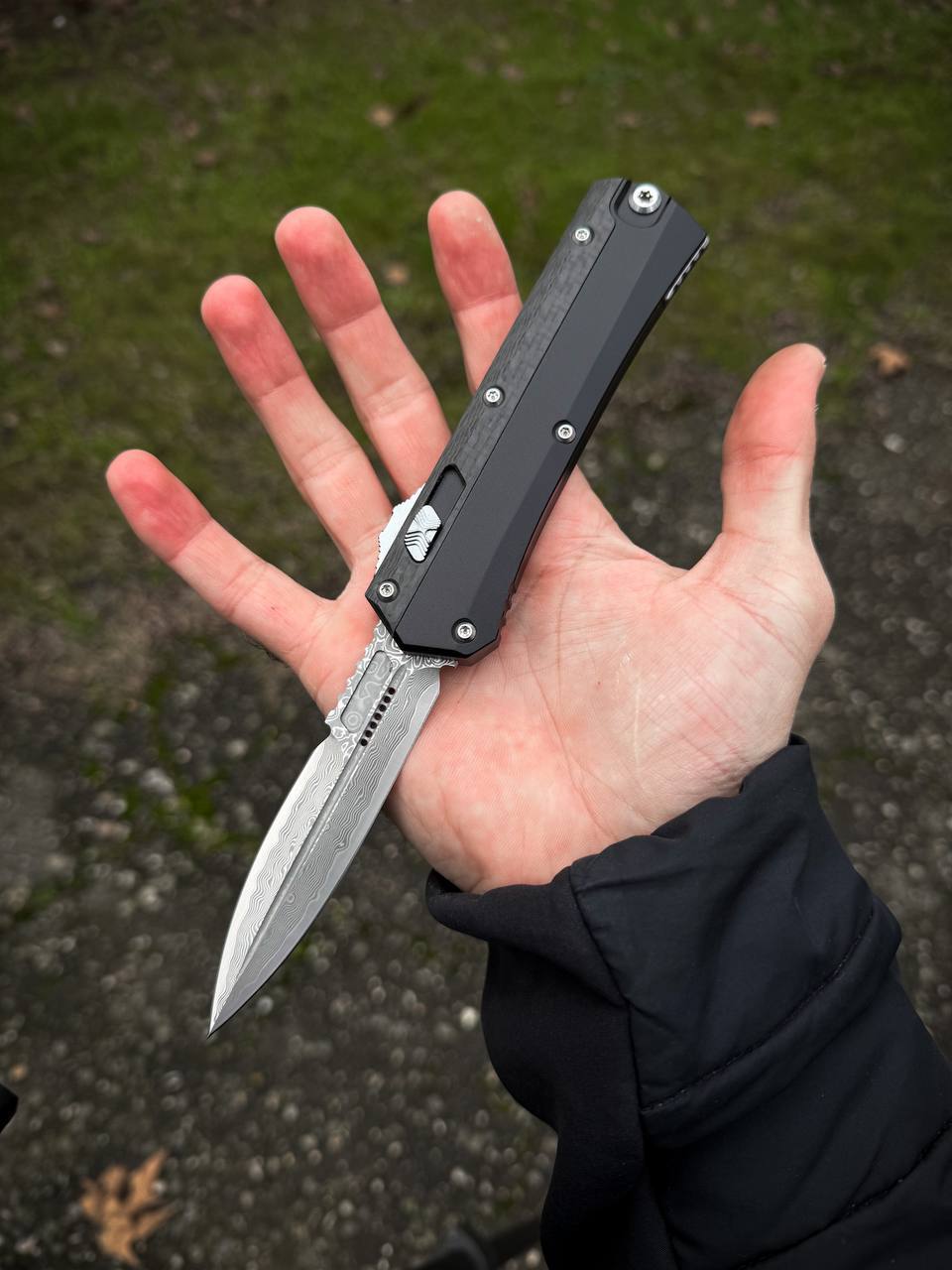 Фронтально выкидной Нож MICROTECH Glykon Дамаск VG10 🔪
